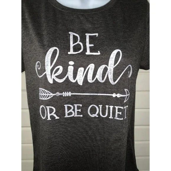 NWT Maurices Sz XS Be Kind Or Be Quiet Graphic Tee Gray Heather S/S - Picture 3 of 10